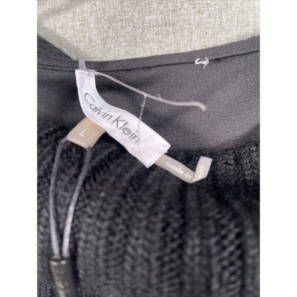 Calvin Klein Women's Sheath Style Dress Size L Black Sleeveless Sweater Collar - Picture 4 of 13